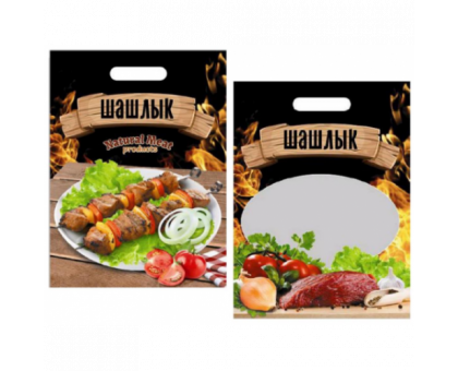 Пакет вакуумный 250х350 PET/PE 135мкм с печатью ДойПак, Шашлык+ручка